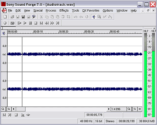 Редактирование полученного аудиофайла Sound Forge